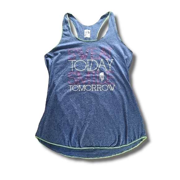 The North Face Tops - 𝅺THE North Face Blue Green White Red Sweat Today Smile Tomorrow Tanktop